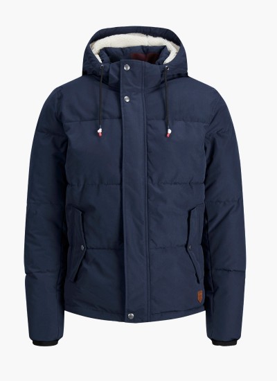 Ανδρικά Μπουφάν Timo.Puffer Σκούρο Μπλε Πολυεστέρα Jack & Jones