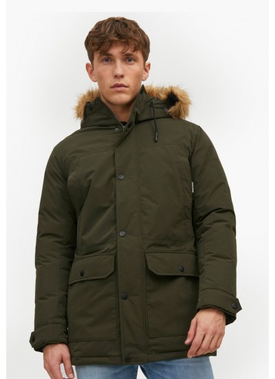 Ανδρικά Μπουφάν Winner.Parka Πράσινο Πολυεστέρα Jack & Jones