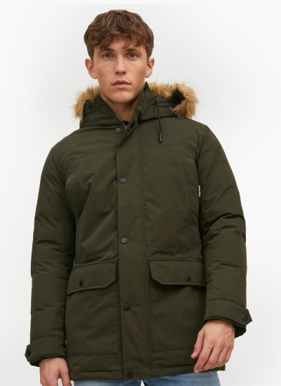 Ανδρικά Μπουφάν Winner.Parka Πράσινο Πολυεστέρα Jack & Jones