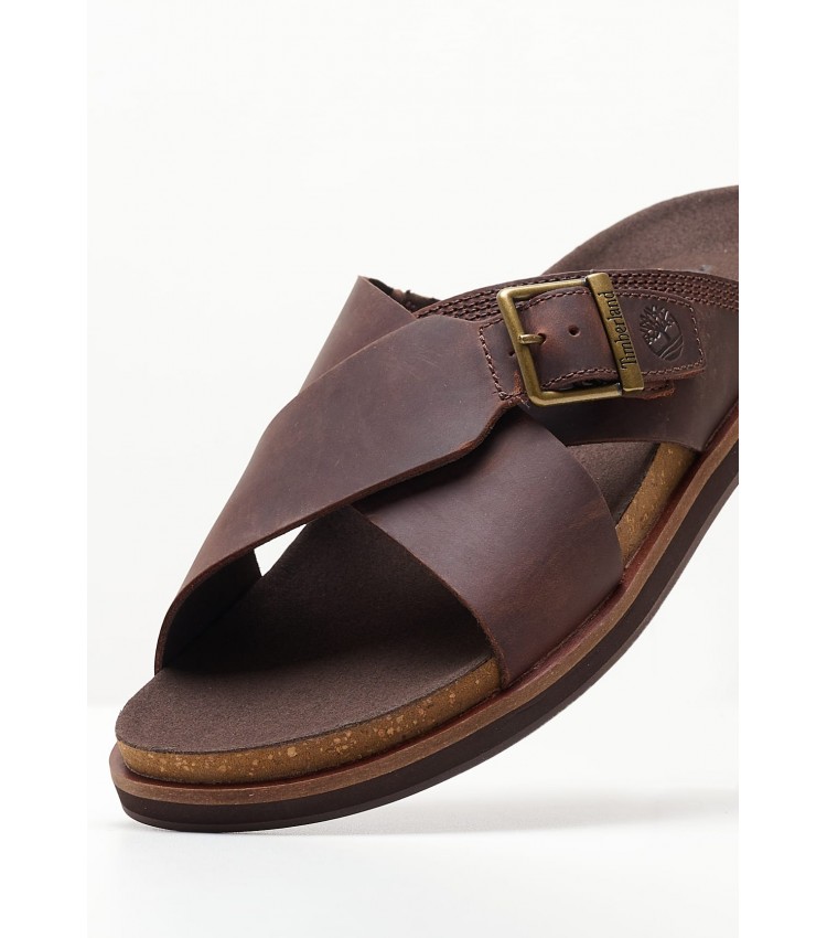 Men Flip Flops & Sandals A41A1 Brown Leather Timberland