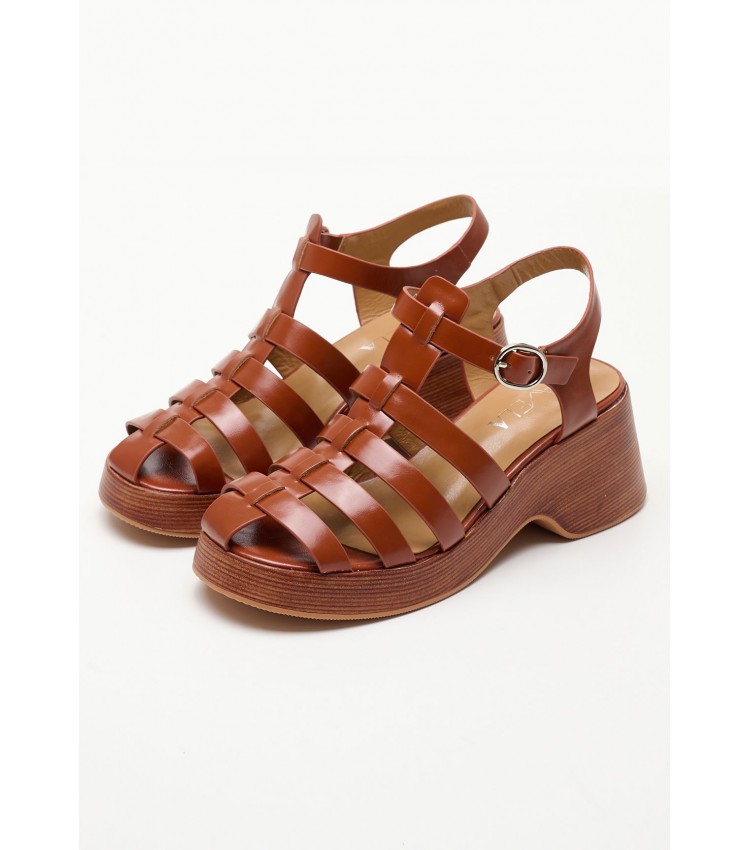 Women Sandals 116001217 Brown Leather Mortoglou