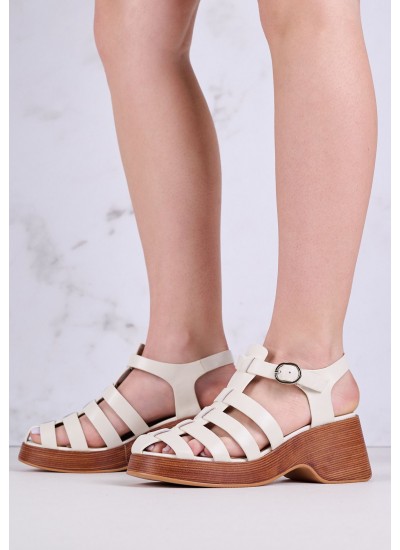 Women Sandals 116001217 White Leather Mortoglou