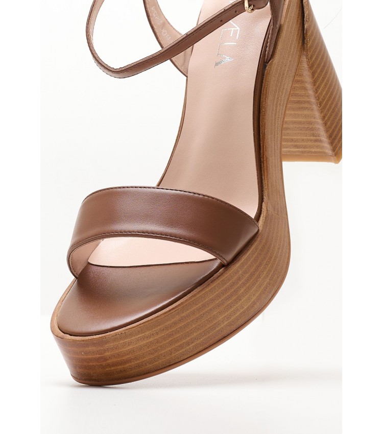 Women Sandals 116001254 Brown Leather Mortoglou