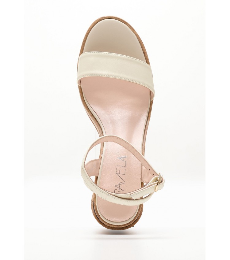 Women Sandals 116001254 Beige Leather Mortoglou