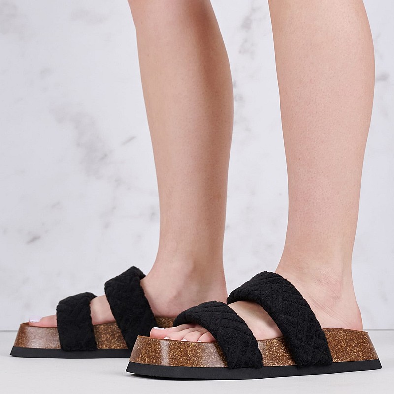 Women Flats 116001257 Black Fabric Mortoglou
