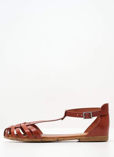 Γυναικεία Flats FI2811 Καφέ Δέρμα Porronet