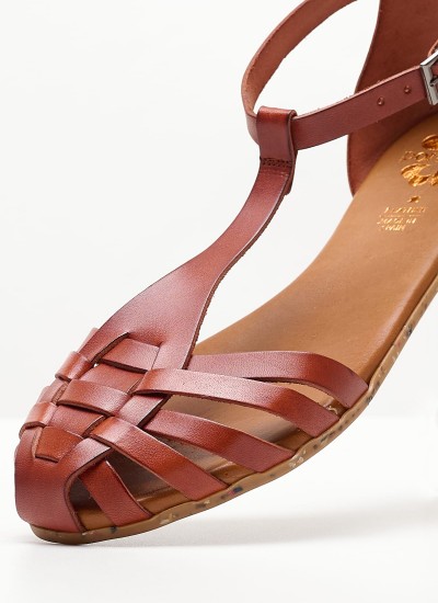 Γυναικεία Flats FI2811 Καφέ Δέρμα Porronet