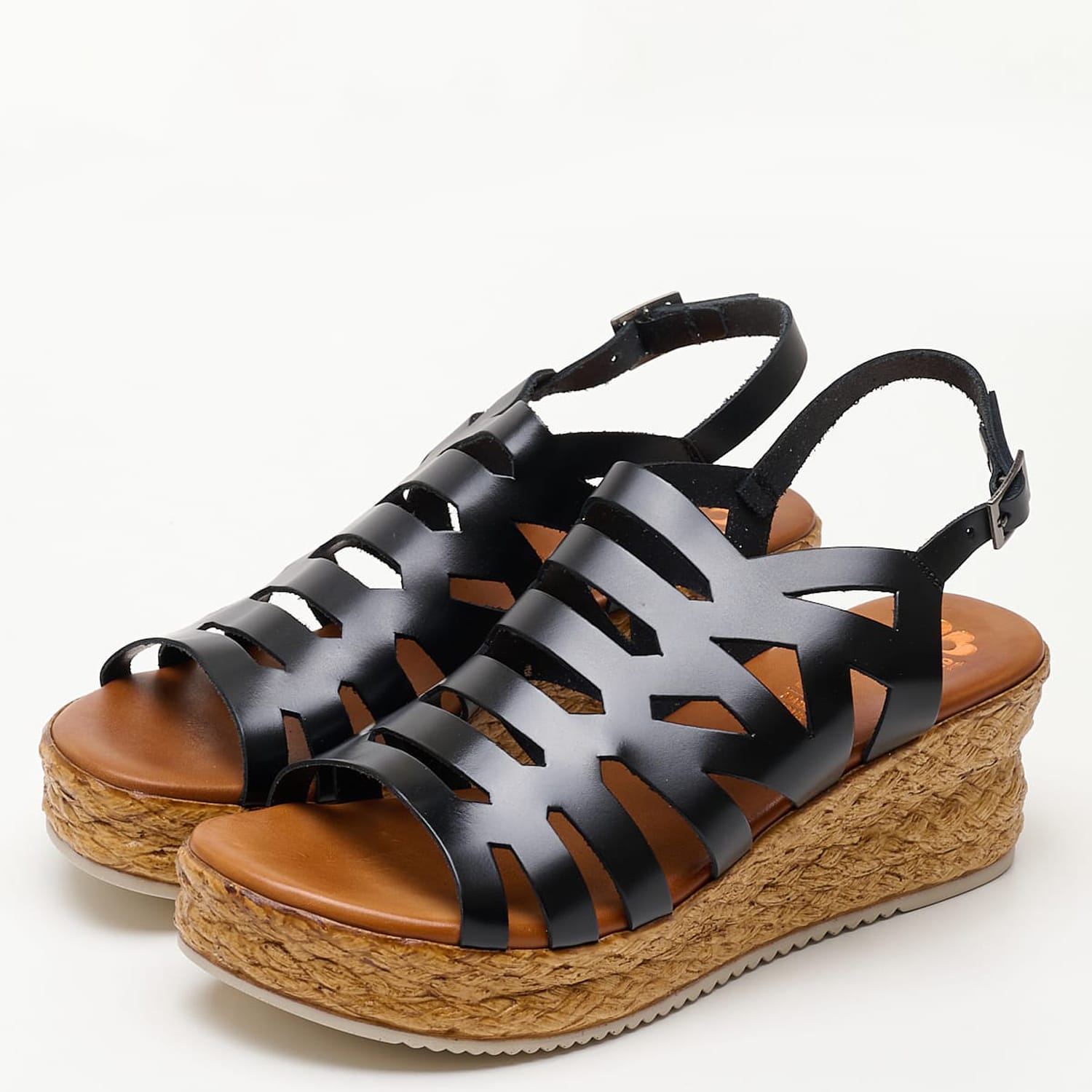 Women Platforms Low FI2844 Black Leather Porronet