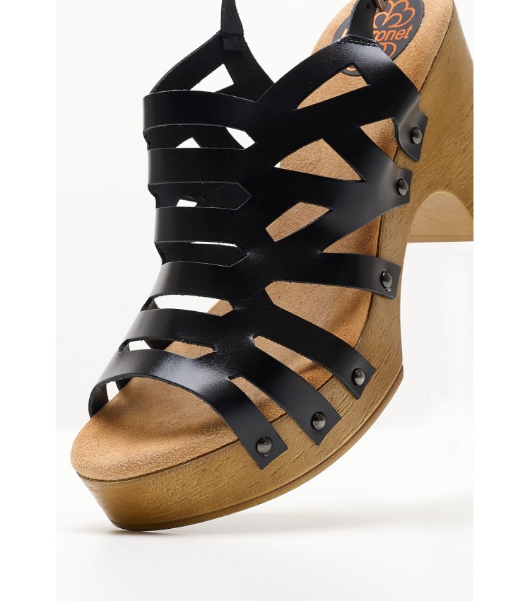 Women Sandals FI2888 Black Leather Porronet