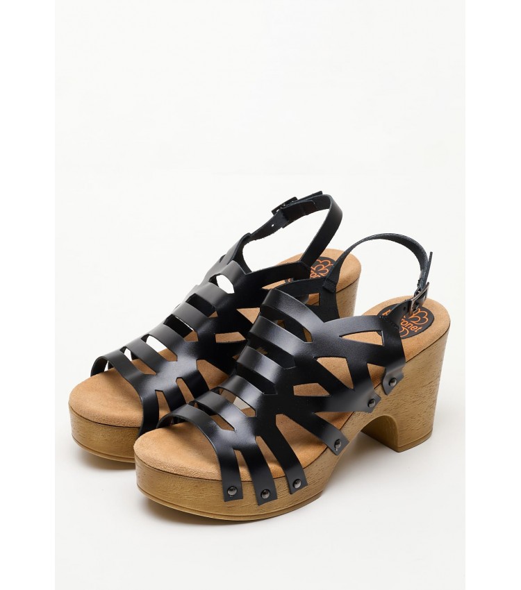Women Sandals FI2888 Black Leather Porronet