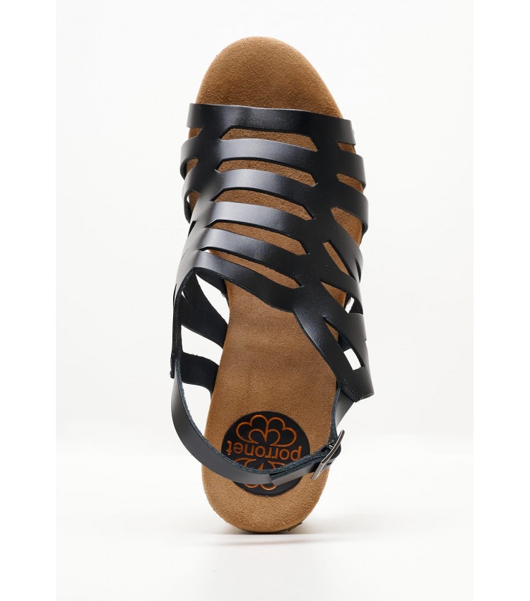 Women Sandals FI2888 Black Leather Porronet