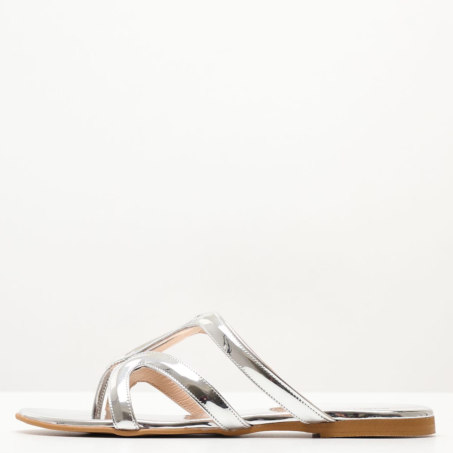 Γυναικεία Flats S15.Flat Ασημί Δέρμα Mortoglou