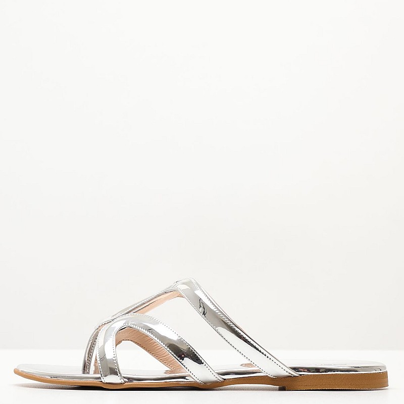 Women Flats S15.Flat Silver Leather Mortoglou
