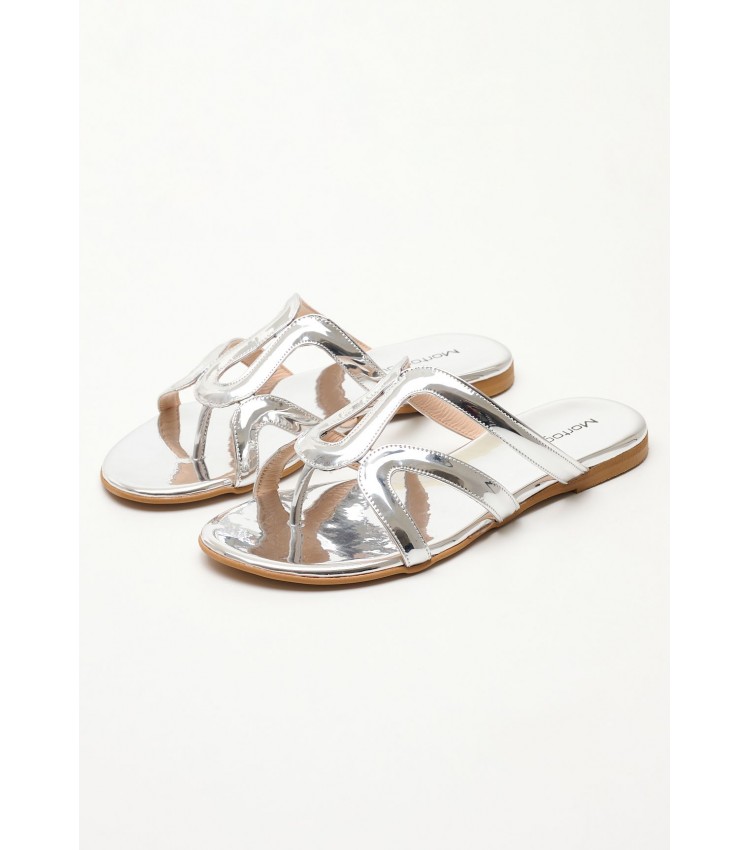 Women Flats S15.Flat Silver Leather Mortoglou