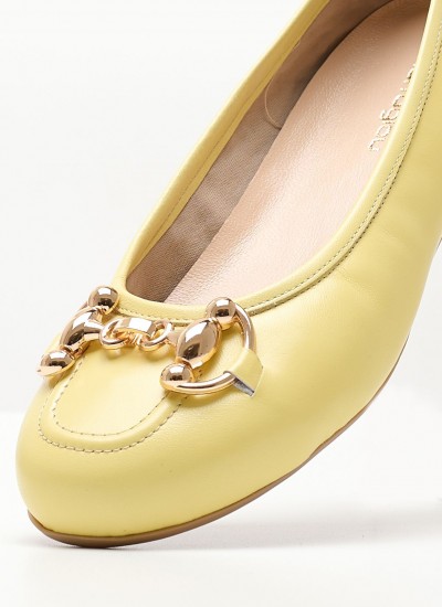 Women Flats 20648 Yellow Leather Mortoglou