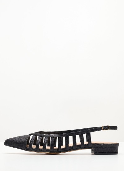 Γυναικεία Flats S1 Μαύρο Glitter Mortoglou