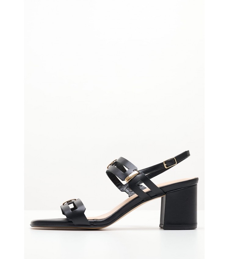 Women Sandals S546 Black Leather Mortoglou