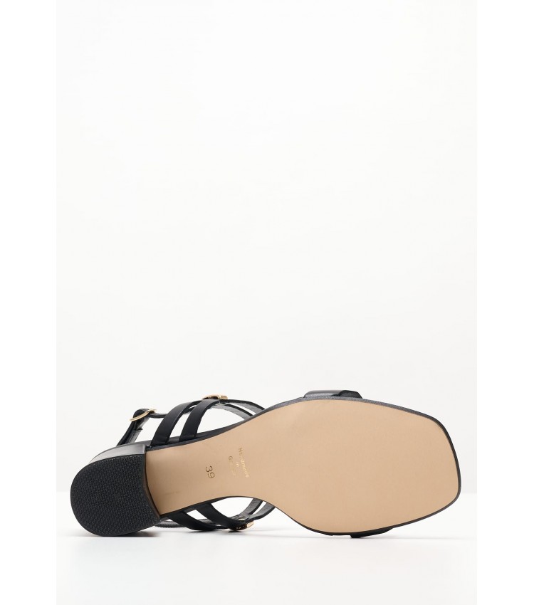 Women Sandals S546 Black Leather Mortoglou