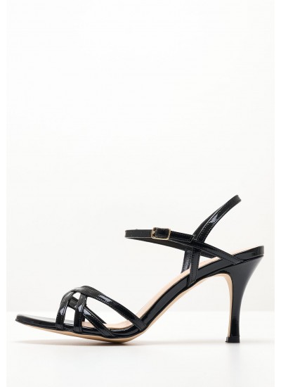 Women Sandals S706.Lst Black Patent Leather Mortoglou