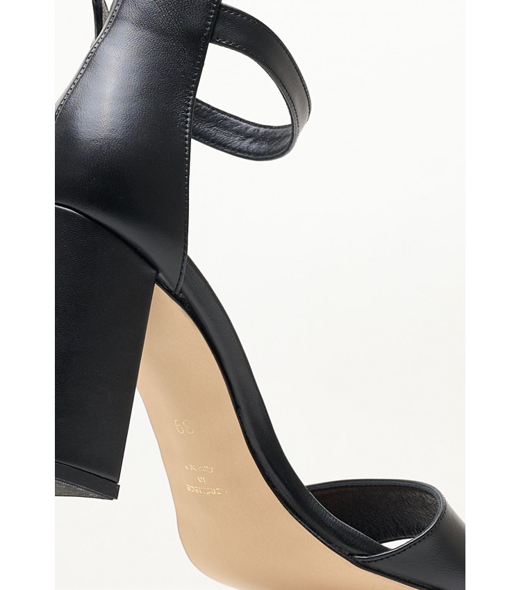 Women Sandals S8013 Black Leather Mortoglou