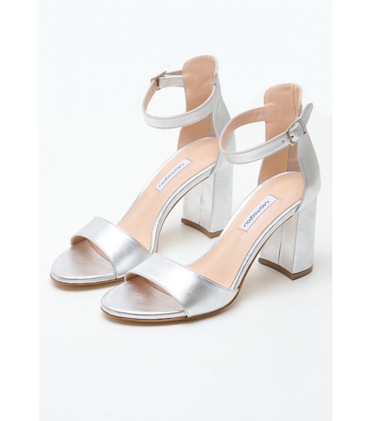 Women Sandals S8013 Silver Leather Mortoglou