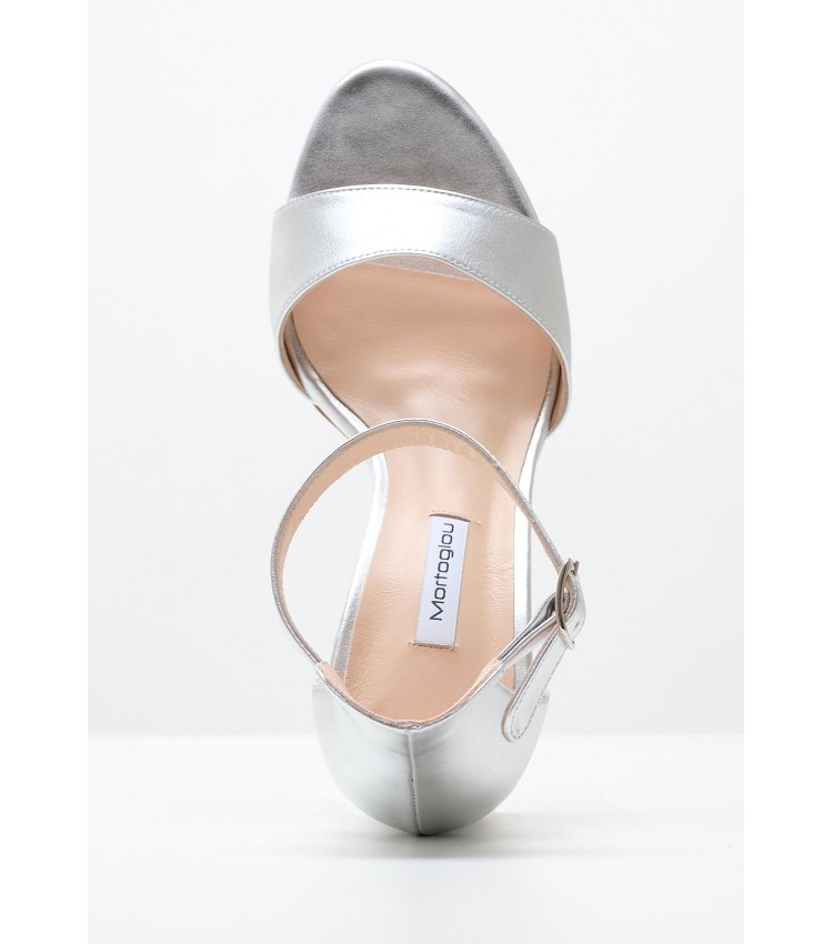 Women Sandals S8013 Silver Leather Mortoglou