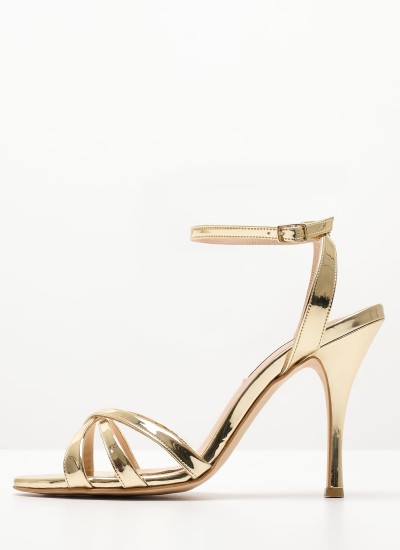 Women Sandal High Mamba.Pat Beige Shiny Leather Jeffrey Campbell