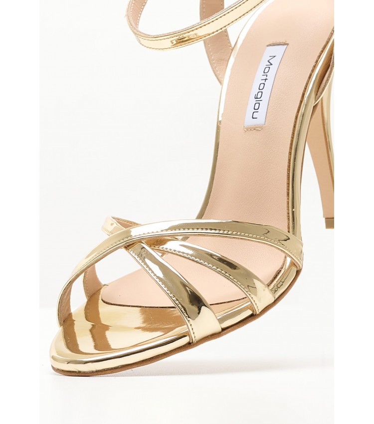 Women Sandals S8030 Gold Leather Mortoglou