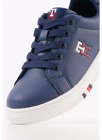 Kids Casual Shoes B.Monogram Blue ECOleather Tommy Hilfiger
