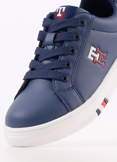 Kids Casual Shoes Low.Snk Green ECOleather Tommy Hilfiger