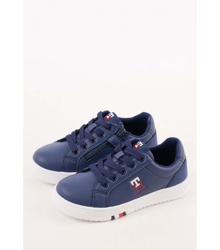 Kids Casual Shoes B.Monogram Blue ECOleather Tommy Hilfiger