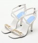 Women Sandals Chain.Heel White Leather Tommy Hilfiger