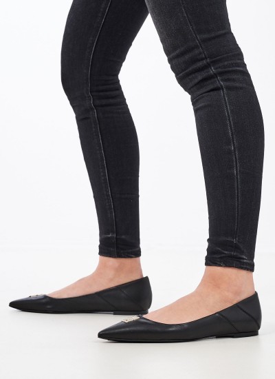 Γυναικείες Μπαλαρίνες Chic.Ballerina Μαύρο Δέρμα Tommy Hilfiger