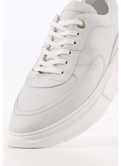 Γυναικεία Παπούτσια Casual Chunky.Sneaker Άσπρο Δέρμα Tommy Hilfiger