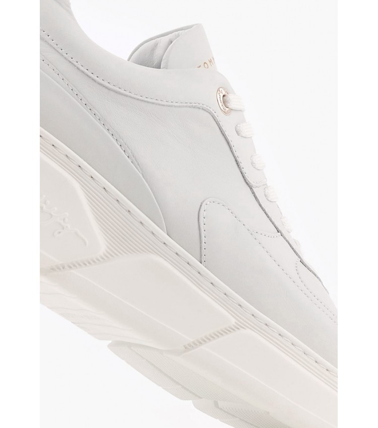 Women Casual Shoes Chunky.Sneaker White Leather Tommy Hilfiger