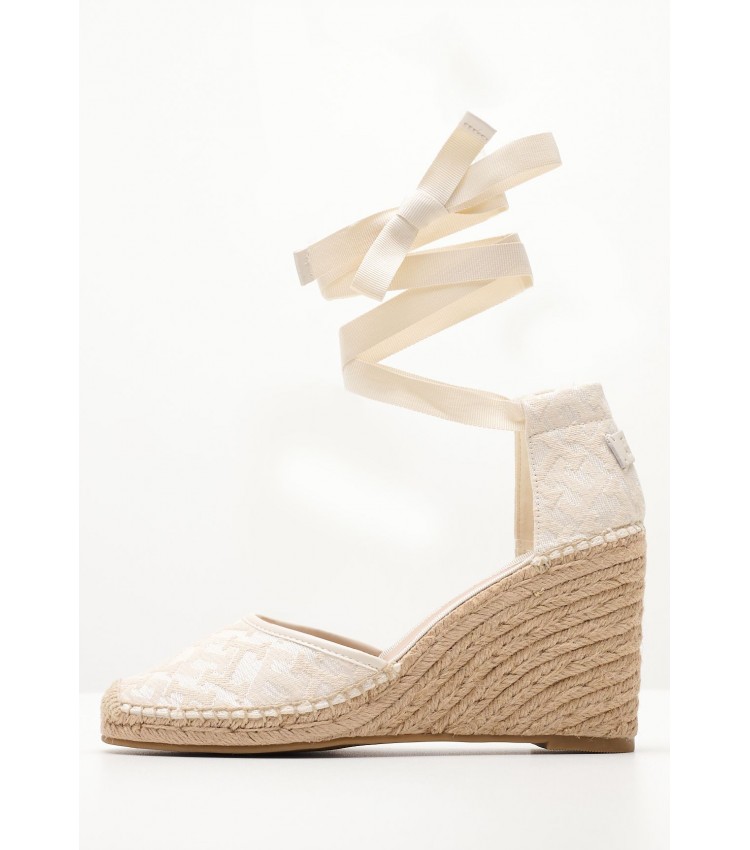 Women Espadrilles Closed.Wedge Beige Fabric Tommy Hilfiger