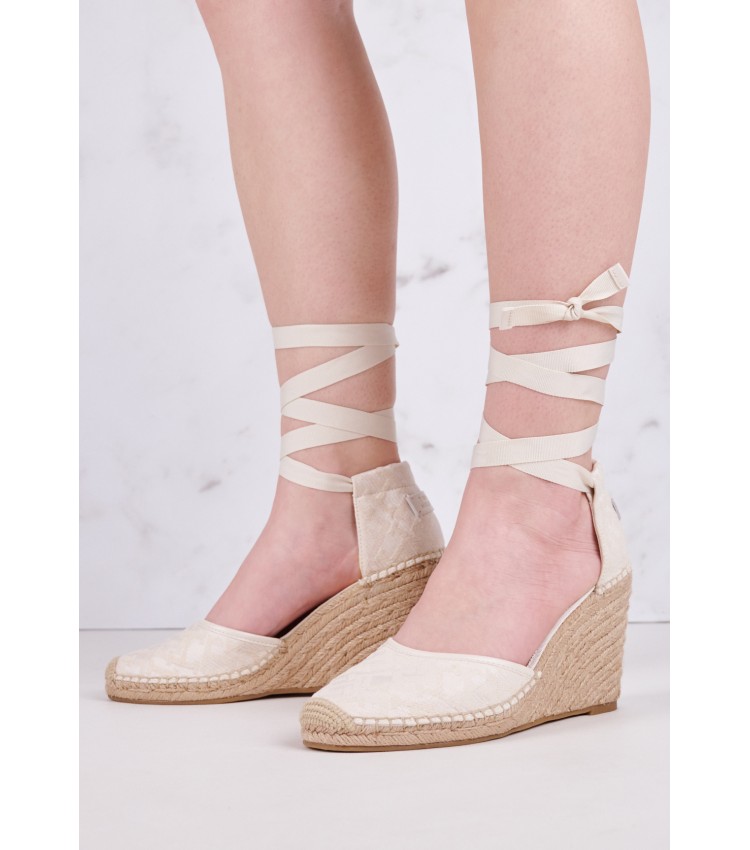 Women Espadrilles Closed.Wedge Beige Fabric Tommy Hilfiger