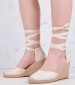 Women Espadrilles Closed.Wedge Beige Fabric Tommy Hilfiger