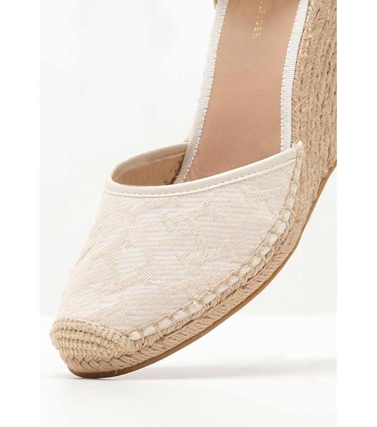 Women Espadrilles Closed.Wedge Beige Fabric Tommy Hilfiger