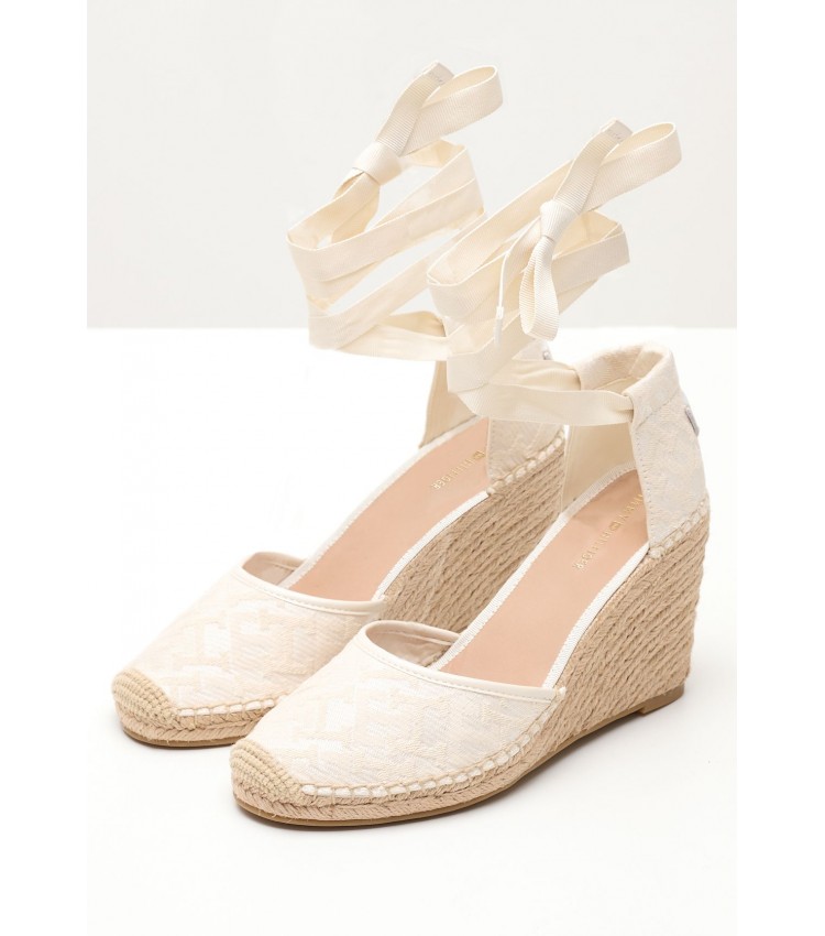 Women Espadrilles Closed.Wedge Beige Fabric Tommy Hilfiger