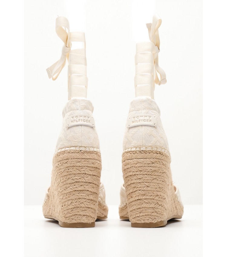 Women Espadrilles Closed.Wedge Beige Fabric Tommy Hilfiger