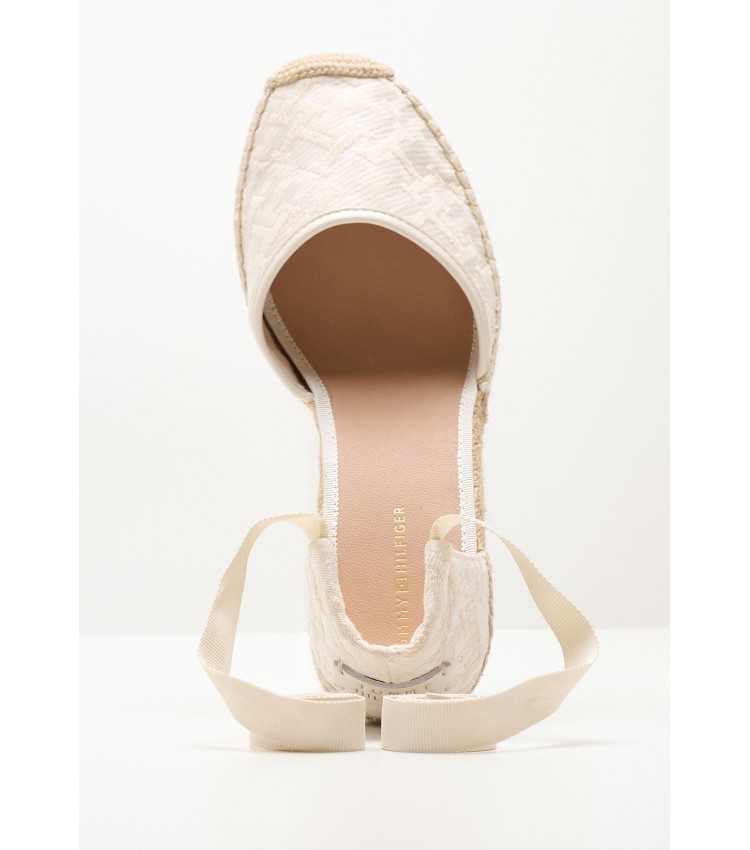 Women Espadrilles Closed.Wedge Beige Fabric Tommy Hilfiger