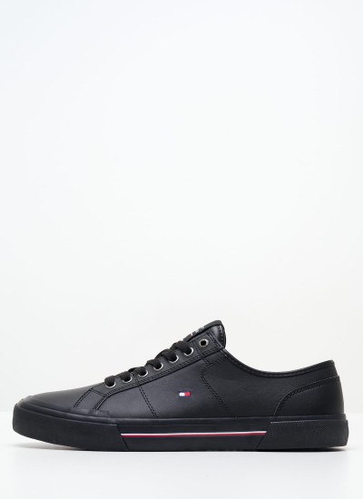 Ανδρικά Παπούτσια Casual Core.Vulc Μαύρο Δέρμα Tommy Hilfiger