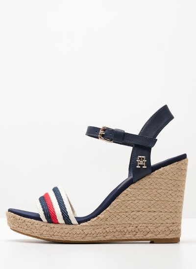 Γυναικείες Πλατφόρμες Ψηλές Corporate.Wedge Μπλε 'Υφασμα Tommy Hilfiger