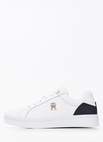 Γυναικεία Παπούτσια Casual Court.Sneaker Άσπρο Δέρμα Tommy Hilfiger