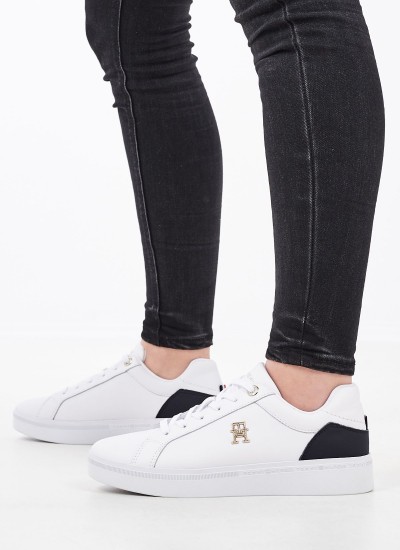 Γυναικεία Παπούτσια Casual Court.Sneaker Άσπρο Δέρμα Tommy Hilfiger