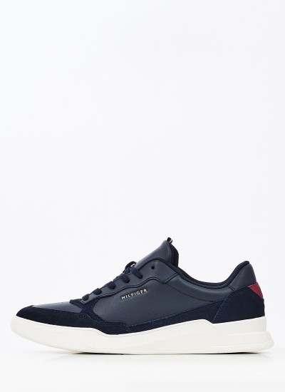 Ανδρικά Παπούτσια Casual Elevated.Cupsole Μπλε Δέρμα Tommy Hilfiger