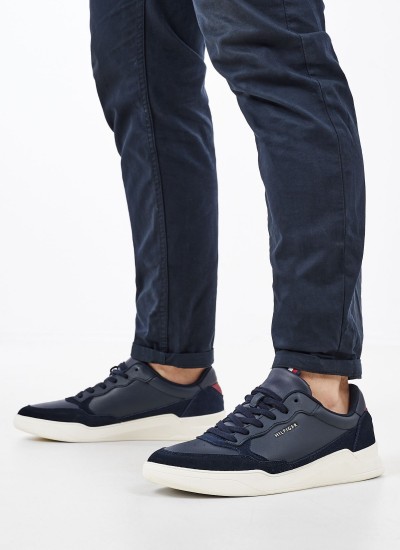 Ανδρικά Παπούτσια Casual Elevated.Cupsole Μπλε Δέρμα Tommy Hilfiger