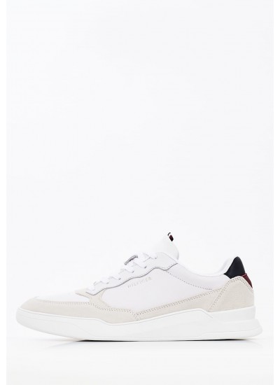 Ανδρικά Παπούτσια Casual Track.Runner Άσπρο Δέρμα Καστόρι Tommy Hilfiger