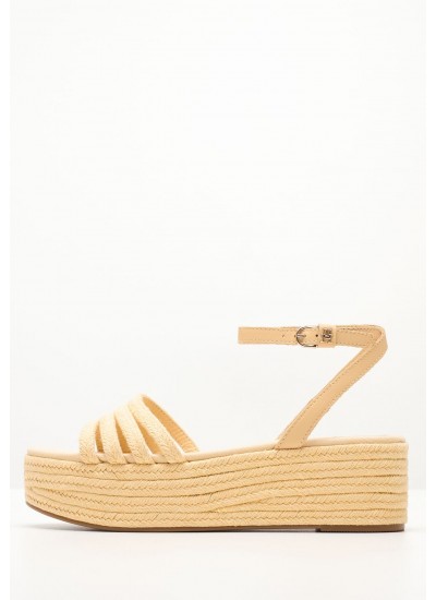 Women Platforms Low Ess.Sandal Beige Fabric Tommy Hilfiger